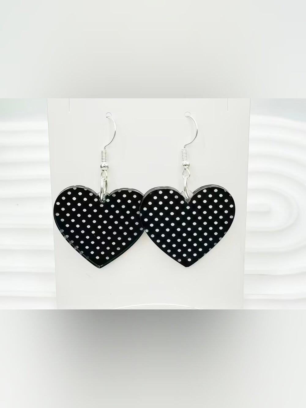 $8 Each Or Bundle 5/$20 Black Polka Dot Heart Drop Earrings